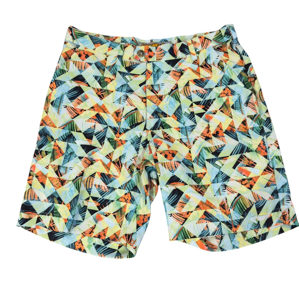Loudmouth Men's 32x9 Shattered Palms Tropical Heritage Golf 9" Chino Shorts euc